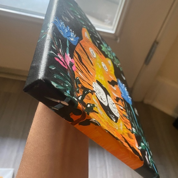 Tiger Painting Wild Original Art Black Canvas Artwork Jungle African Painting - Picture 4 of 12